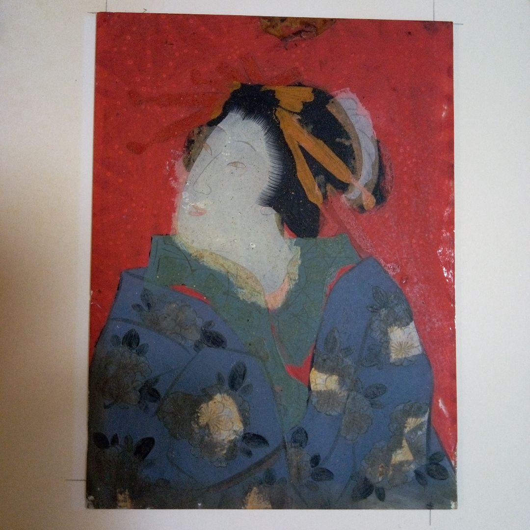 明治時代のガラス絵の美人図