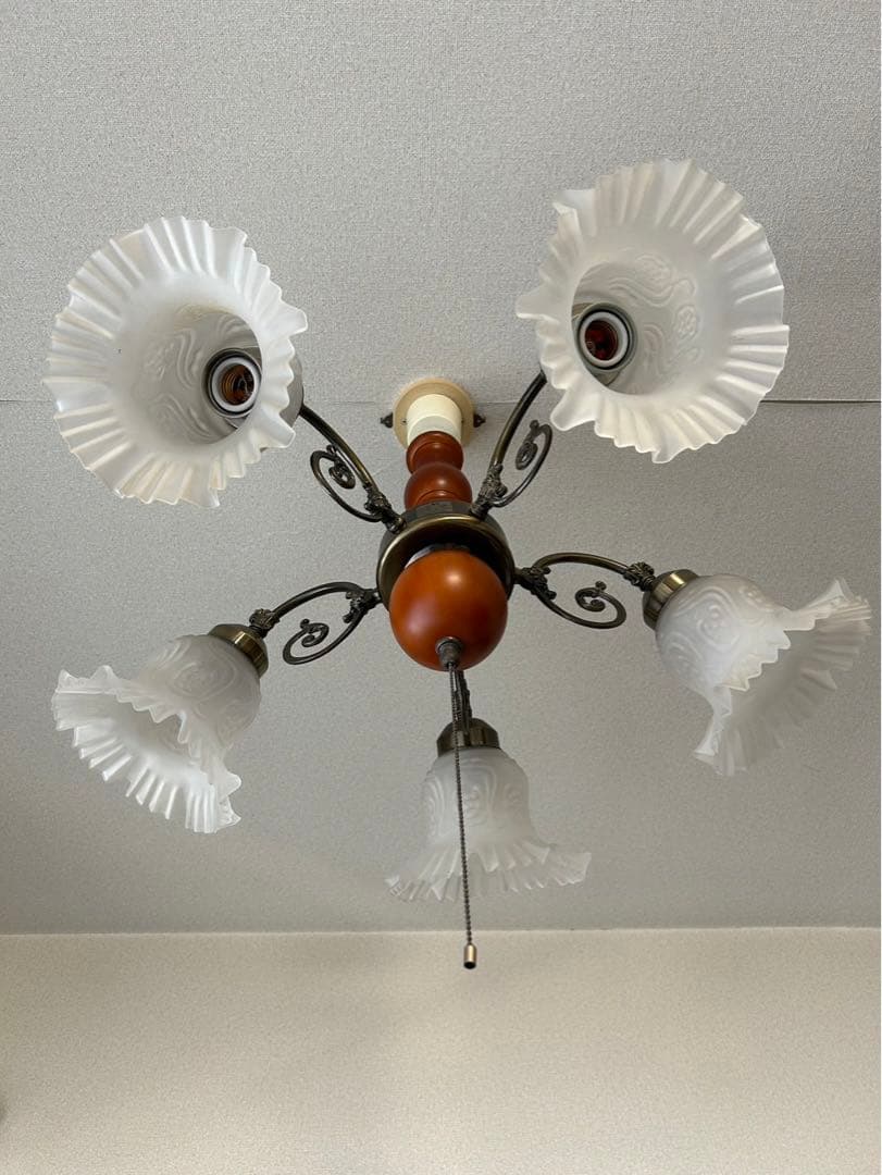 【USED】アンティーク風シャンデリア 5灯 ブラウン