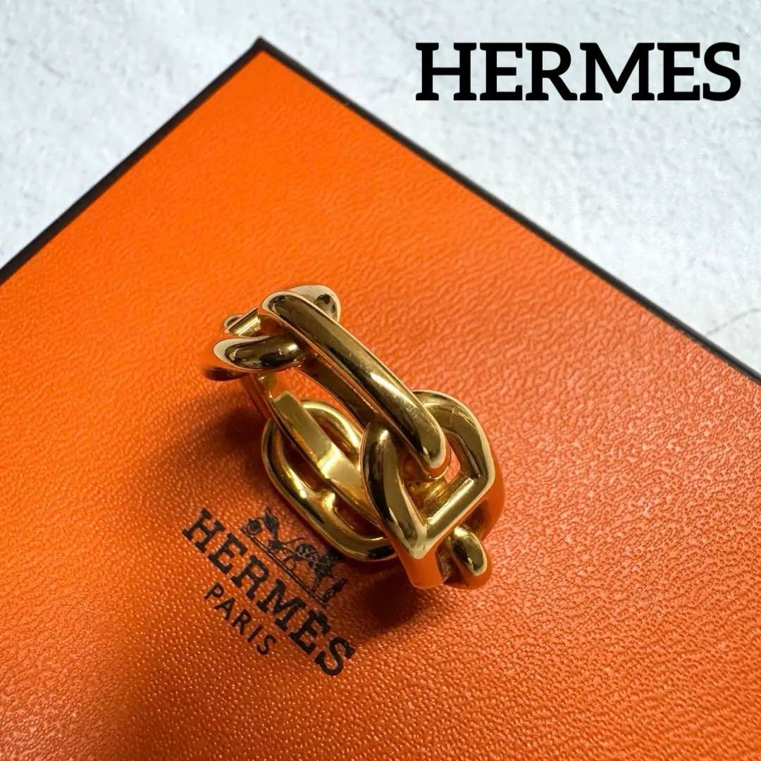 美品✨HERMES エルメス　シェーヌダンクル スカーフリング ゴールド