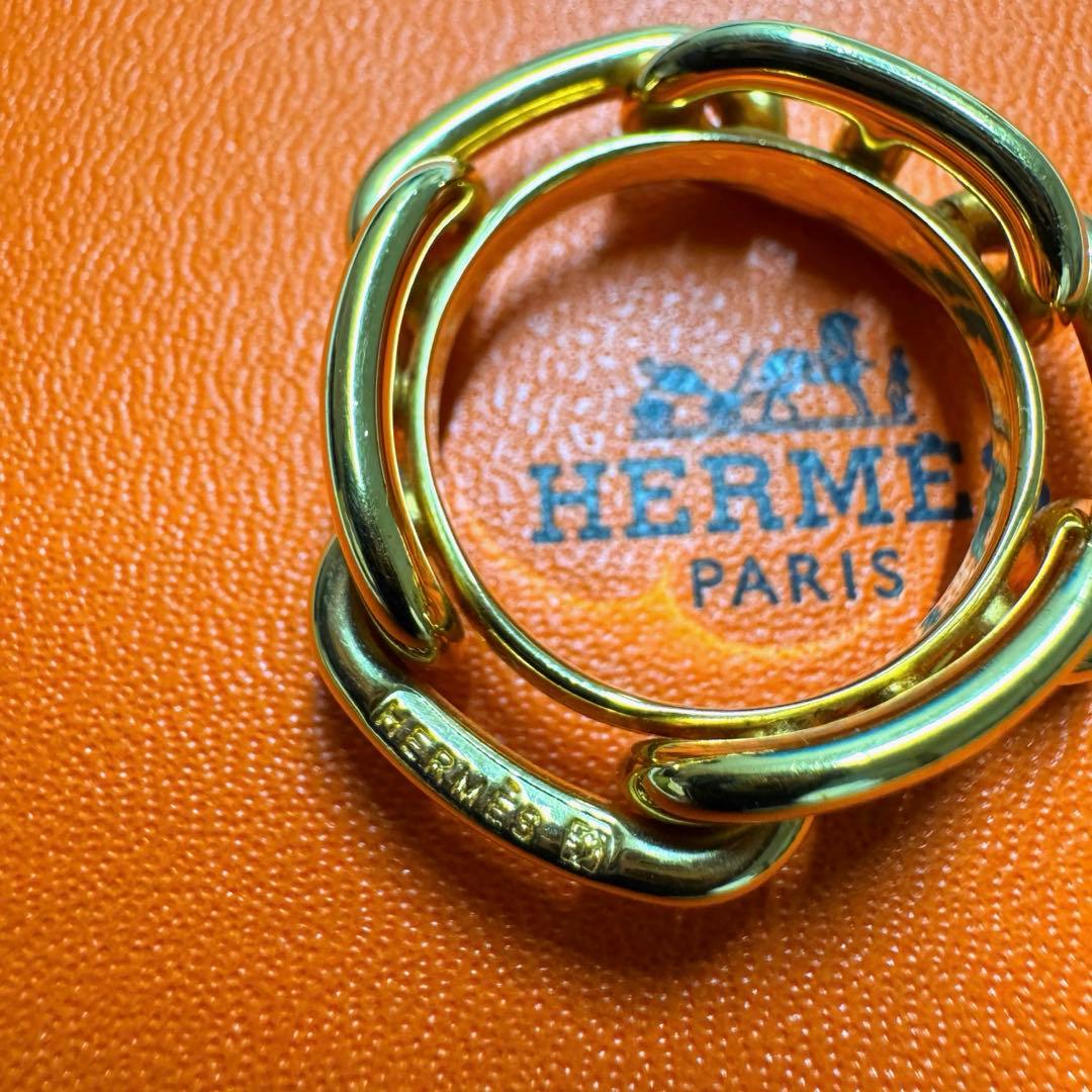 美品✨HERMES エルメス　シェーヌダンクル スカーフリング ゴールド