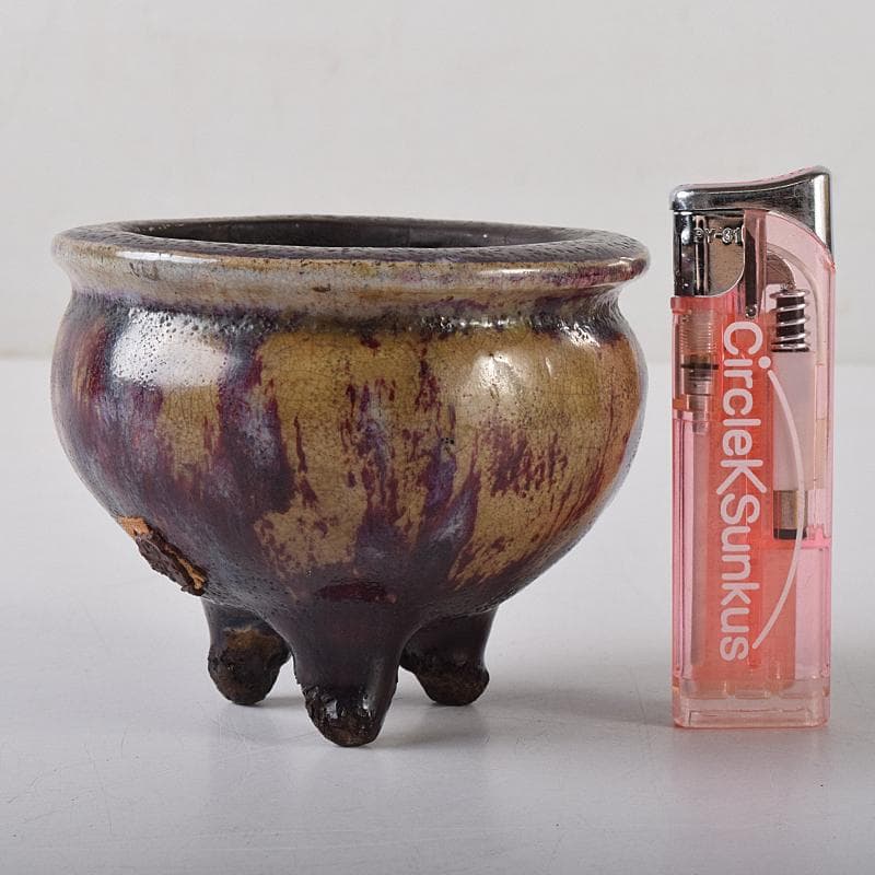 中国　均窯　釣窯釉　三つ足香炉　C　R8573