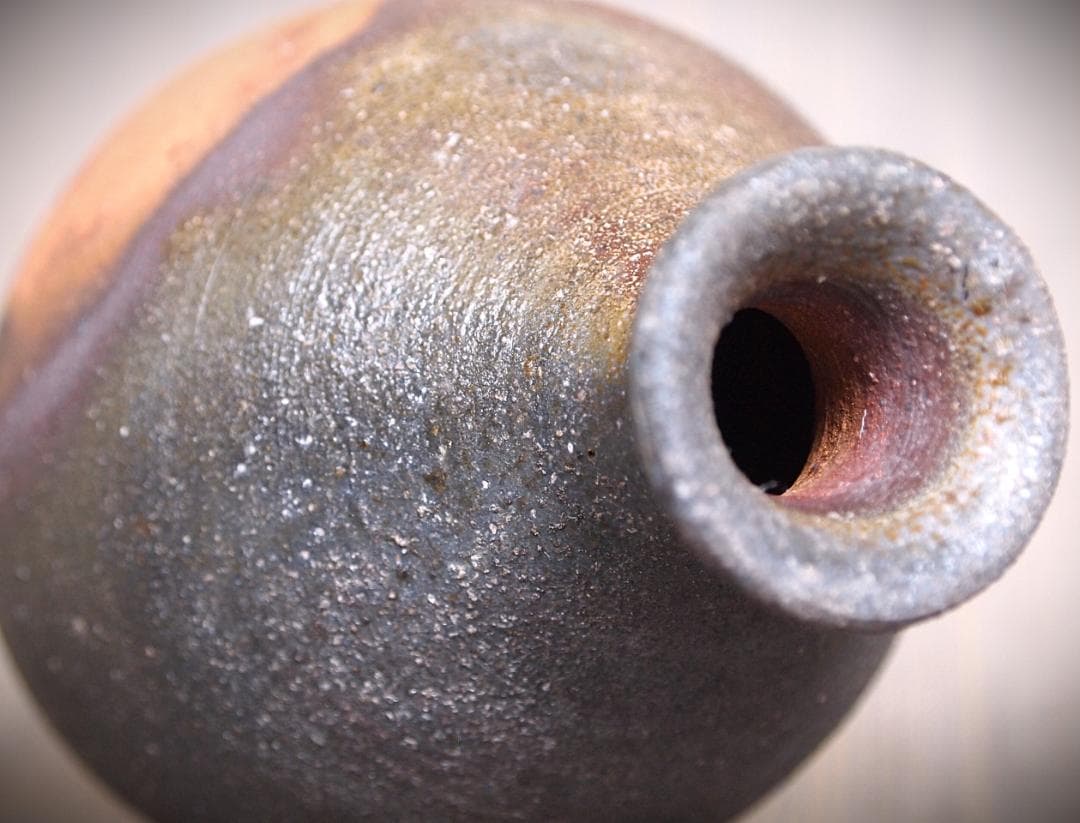 希少作★小山末廣【師：金重素山】備前徳利★共箱