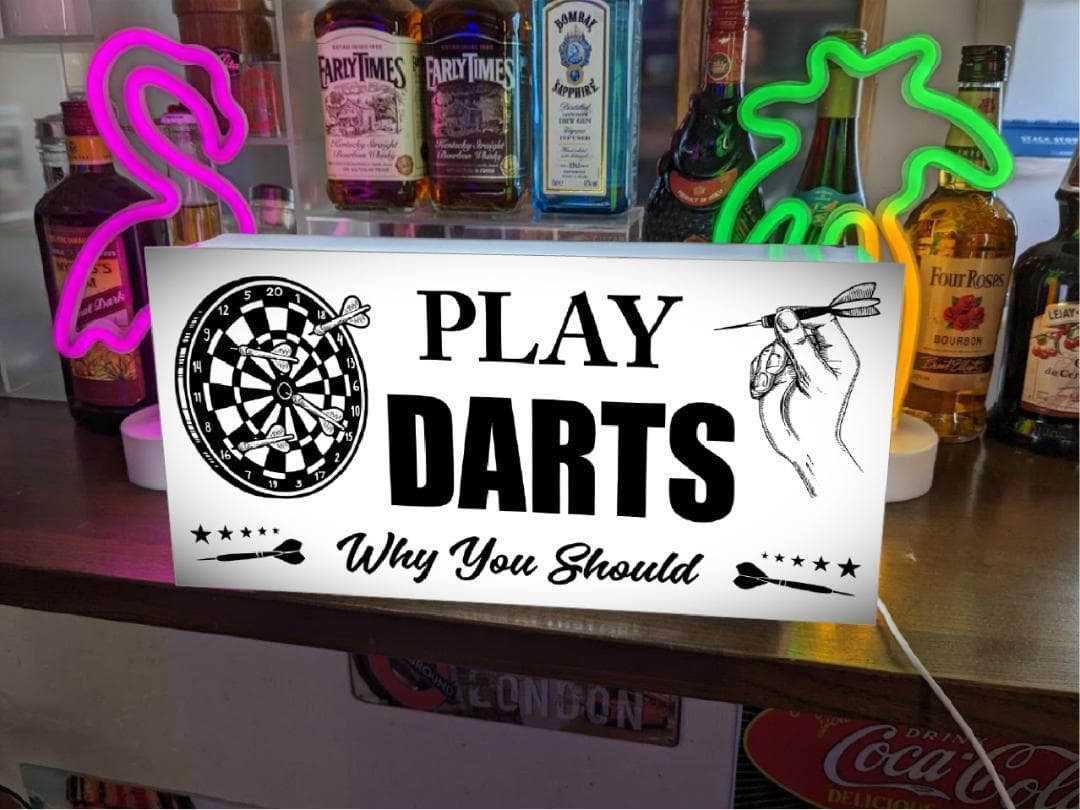 【Lサイズ】ダーツ ゲーム プレイ 壁掛け 照明 看板 置物 雑貨 ライトBOX