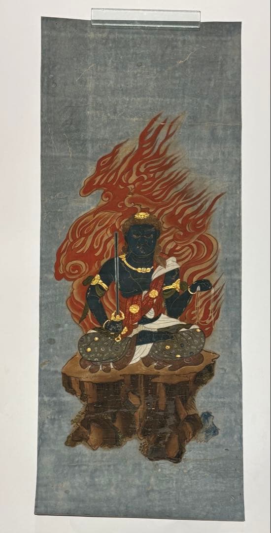 「不動明王像」江戸時代初期〜中期頃筆 1枚|真言宗 仏画 仏教美術和本浮仏像