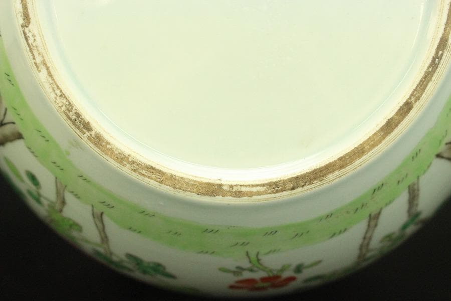 中国美術 色絵 草花紋 瓶 高40.5cm(BB495)