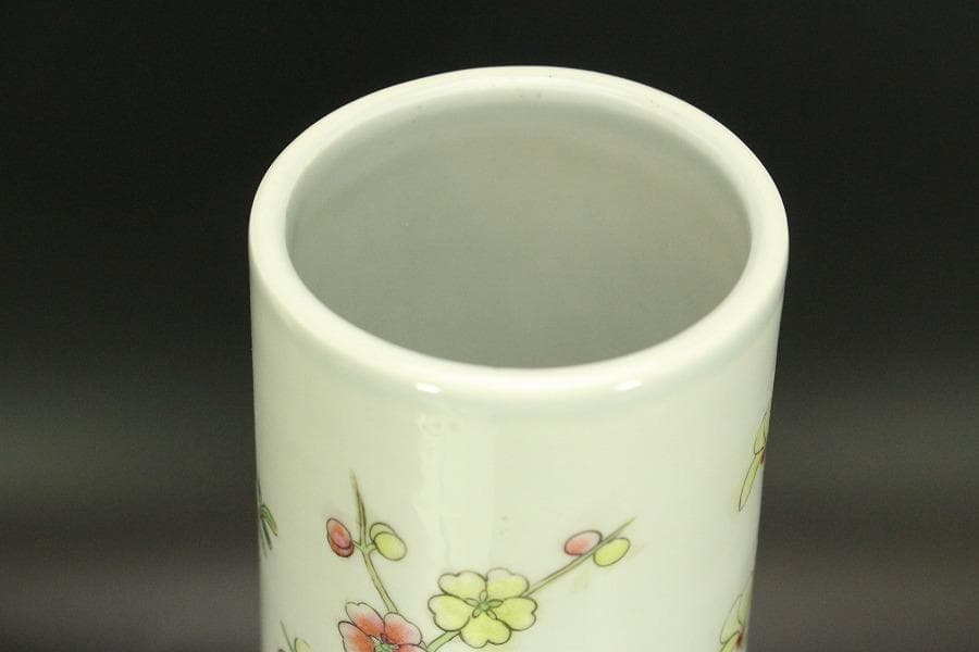 中国美術 色絵 草花紋 瓶 高40.5cm(BB495)