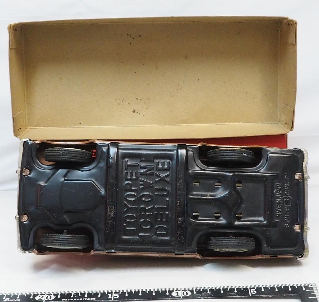 萬代屋【トヨペット クラウン デラックス赤ミラー無】tinブリキtoy箱付car