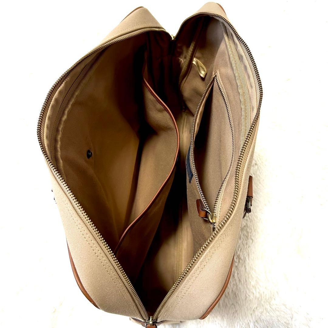 希少✨ポロラルフローレン　ビジネスバッグ サファリシリーズ コットンツイル　牛革