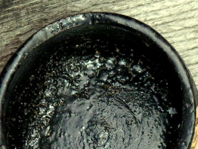 ♥極上　黒織部　ぐい呑み　四方桟 桐箱付き　骨董品