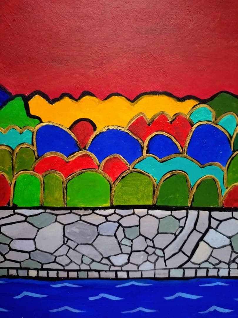 【P10号】片岡球子【海近き富士】手描き作品/表裏サイン・印譜/油彩/油絵/額縁