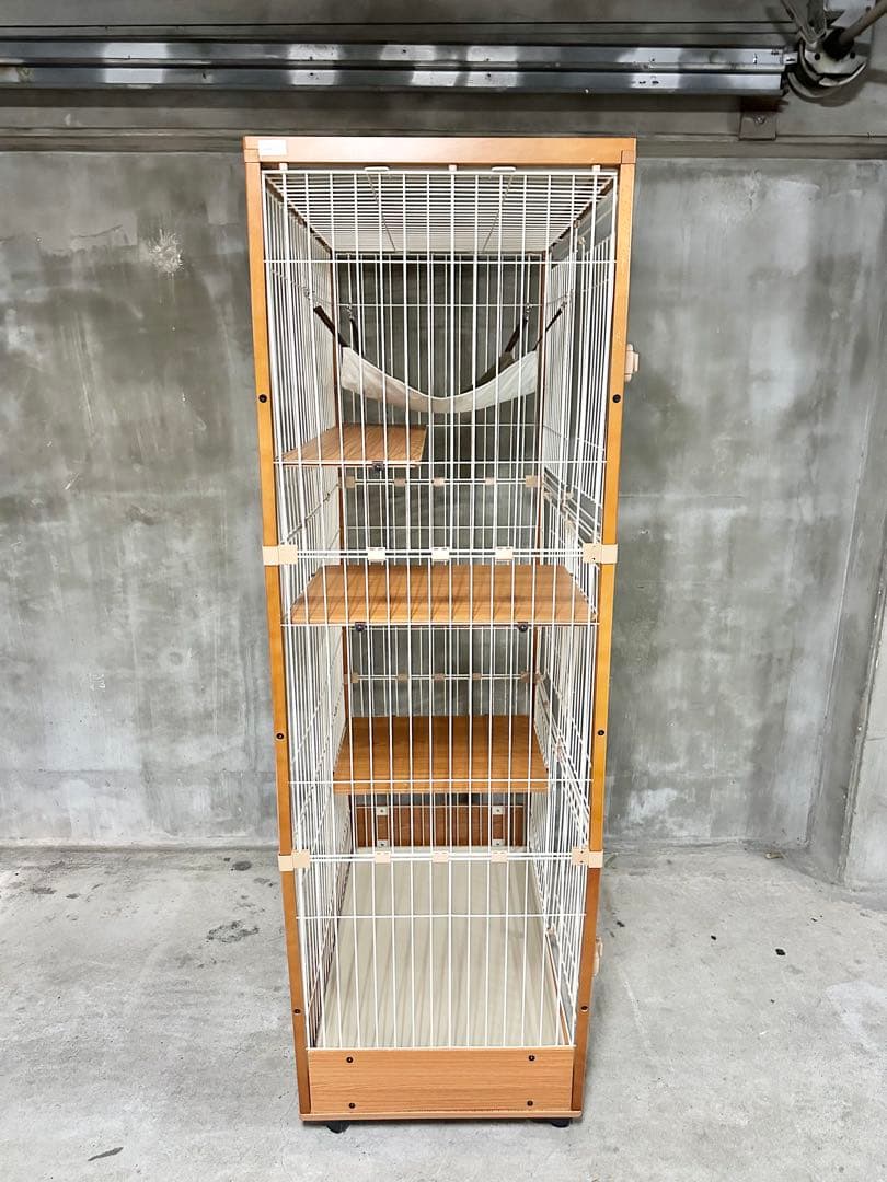 ieneko キャットケージ 3段 猫ケージ 木製 ナチュラル