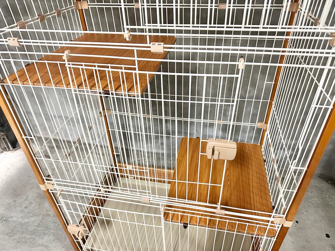 ieneko キャットケージ 3段 猫ケージ 木製 ナチュラル