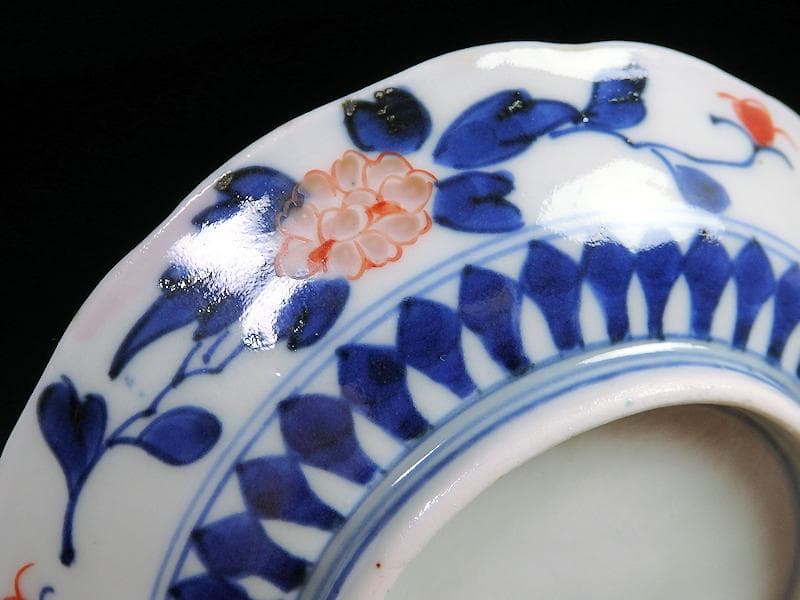 古伊万里　金襴手　百花繚乱　花鳥紋の図　４寸皿　５枚　D511AS-favu