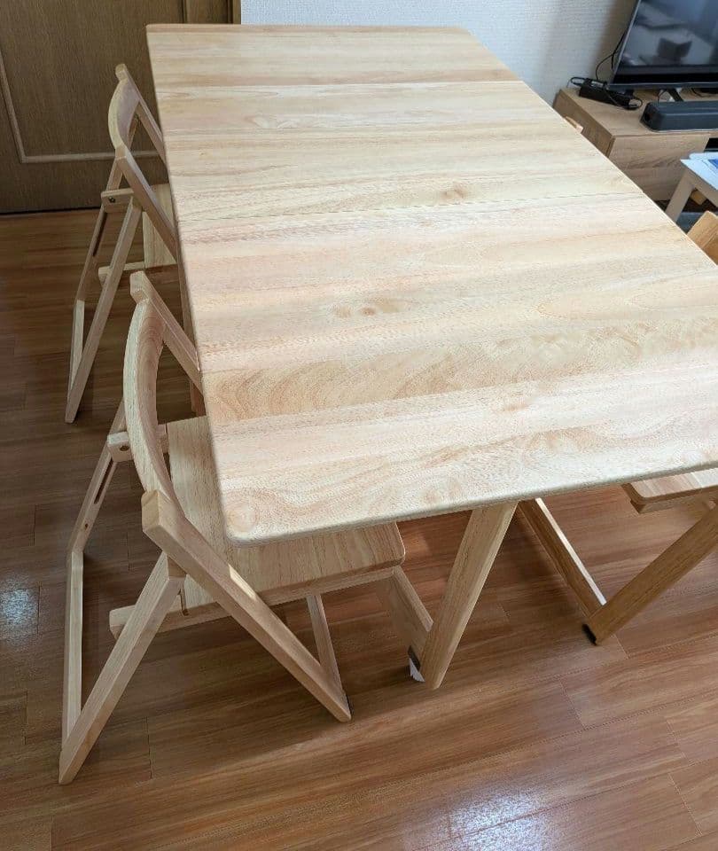 LOWYA ダイニングセット 折りたたみ 4人掛け ナチュラル