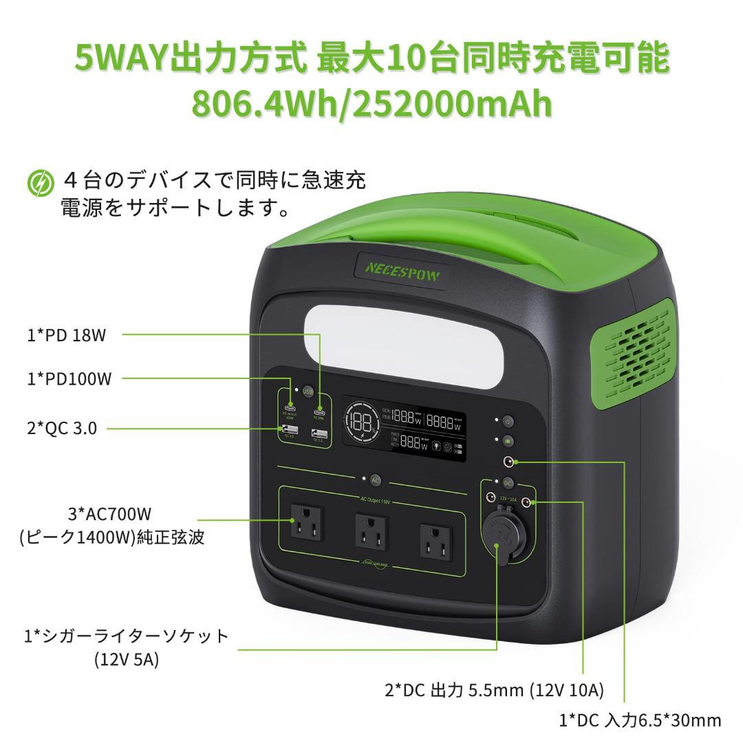 大容量 高輝度ライト ポータブル電源 8064WH252000m ソーラー