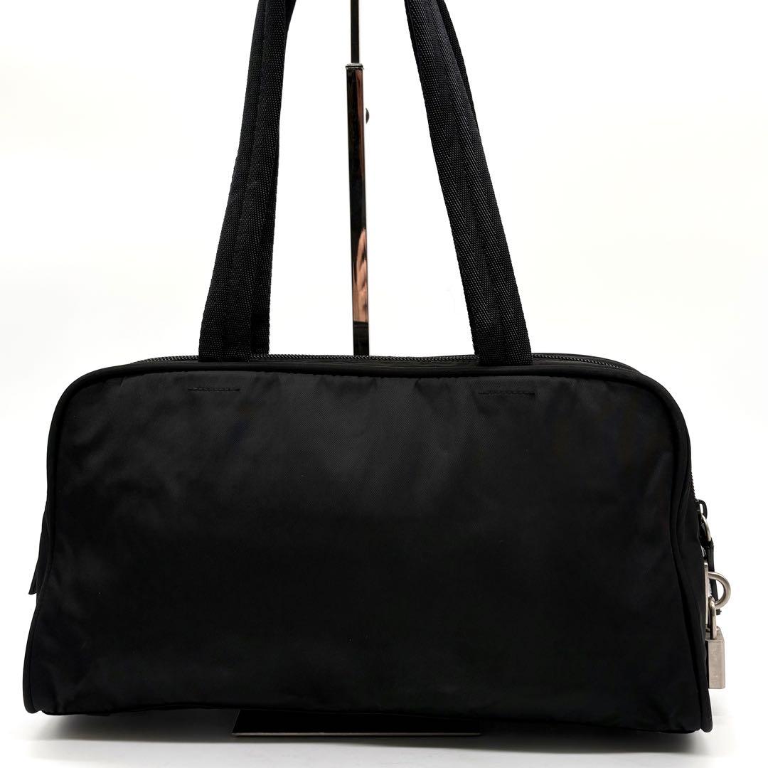 極美品✨プラダ ハンドバッグ ミニボストン ナイロン 三角ロゴ 白タグ ブラック