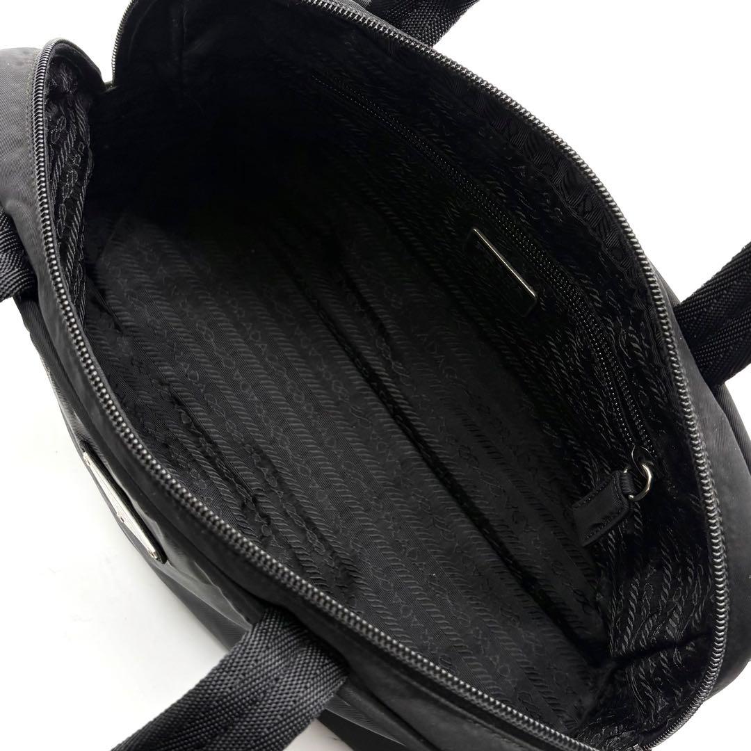 極美品✨プラダ ハンドバッグ ミニボストン ナイロン 三角ロゴ 白タグ ブラック