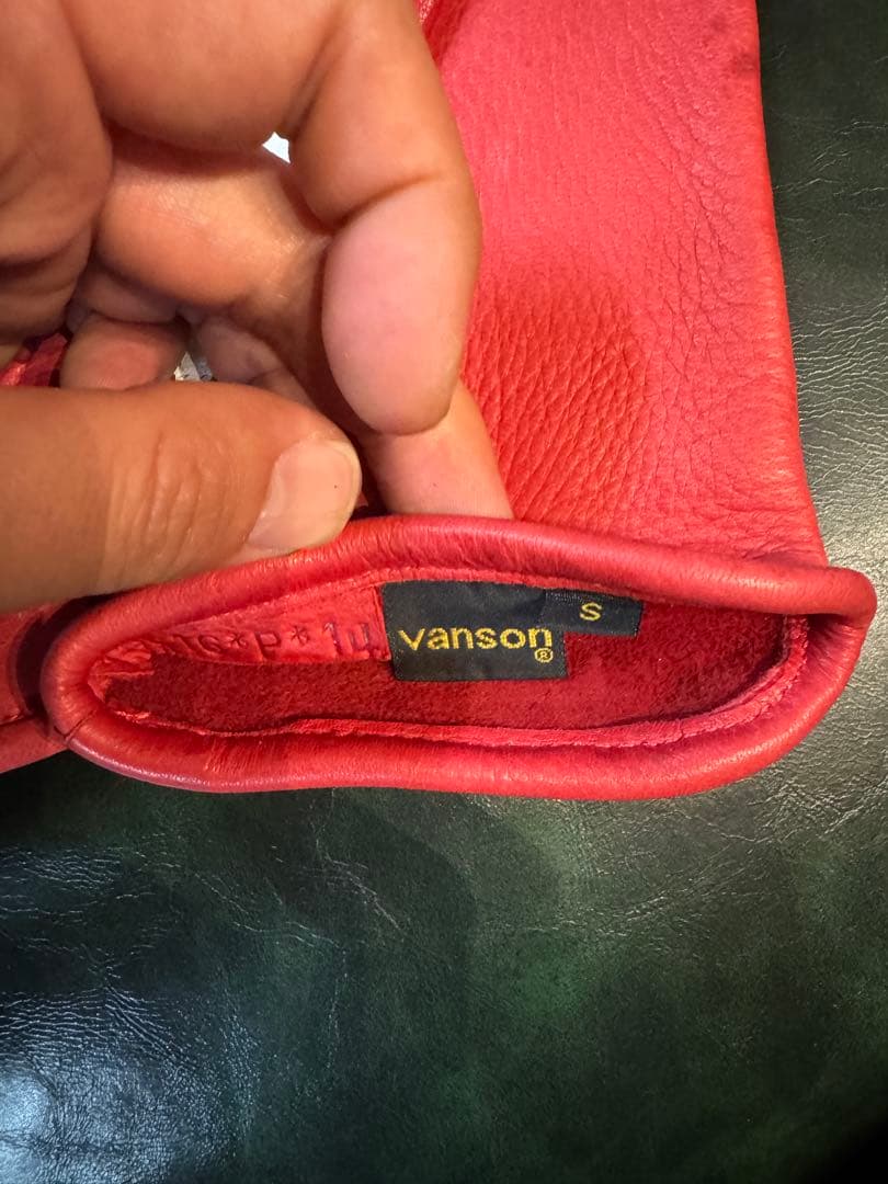 VANSON レザー グローブ Roper Bones X-ray S RED