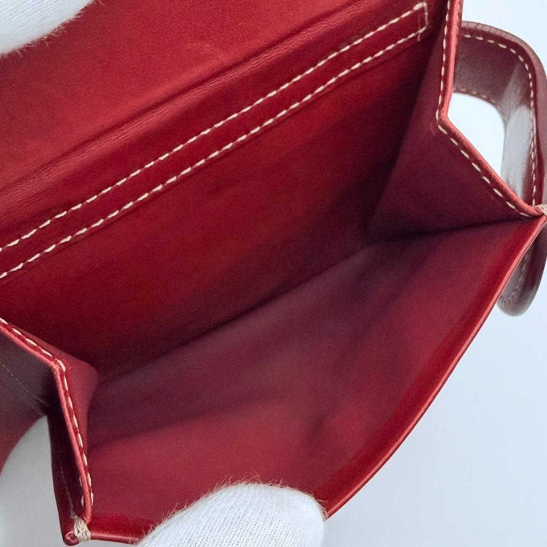 CELINE セリーヌ マカダム柄 二つ折りレザー×PVC ベージュ×レッド