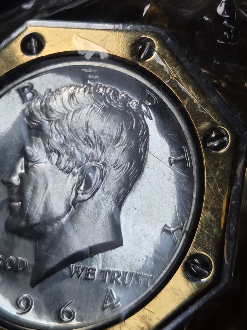 (プルーフ)　アメリカ　ケネディ大統領　ハーフダラー銀貨　入りバックル