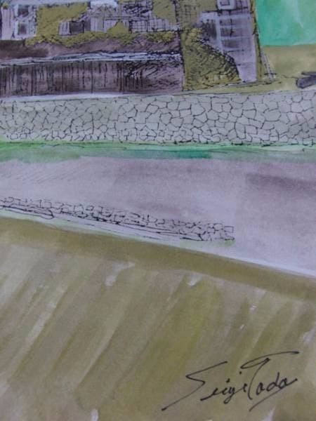 多田晴義、『倉のある風景』、希少な原画、証明書付、送料無料