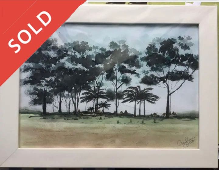 絵画癒しの絵　水彩画　ハワイのパワースポット