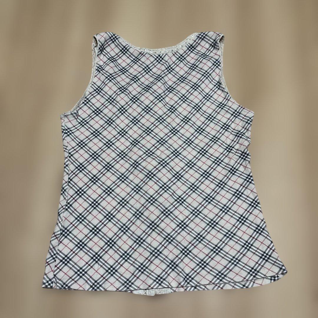 バーバリーブルーレーベル ノバチェック リボン レース タンクトップ Y2K