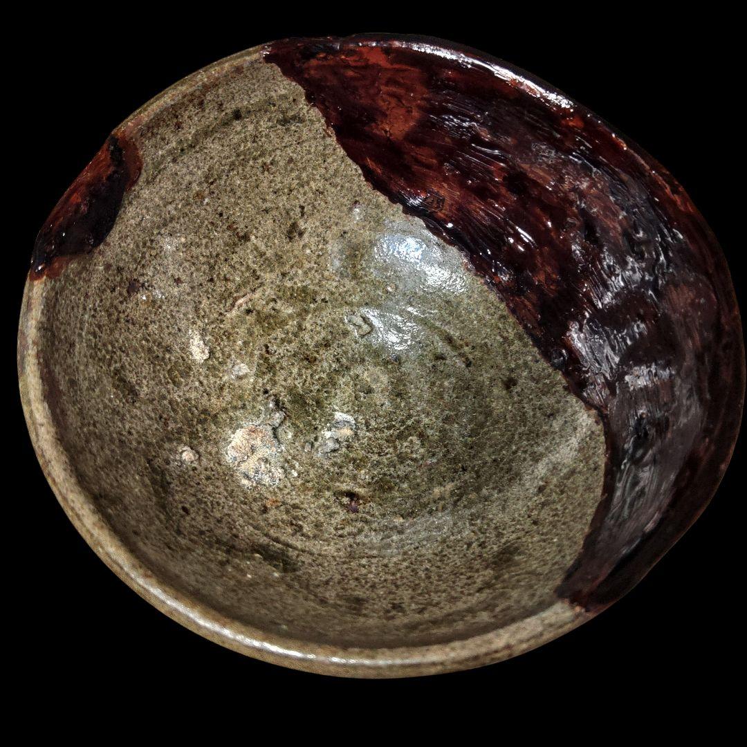 青唐津茶碗　漆継ぎ　三日月高台　茶道 木箱付き