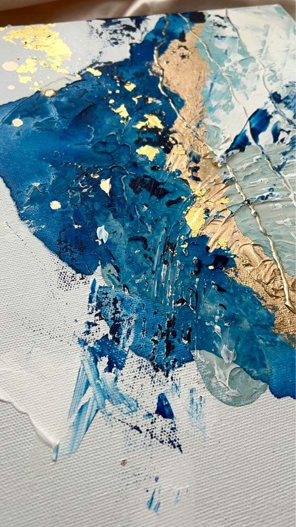 絵画　アート　青　金　インテリア　海外　ホテル　ギフト　新築祝い　テクスチャー