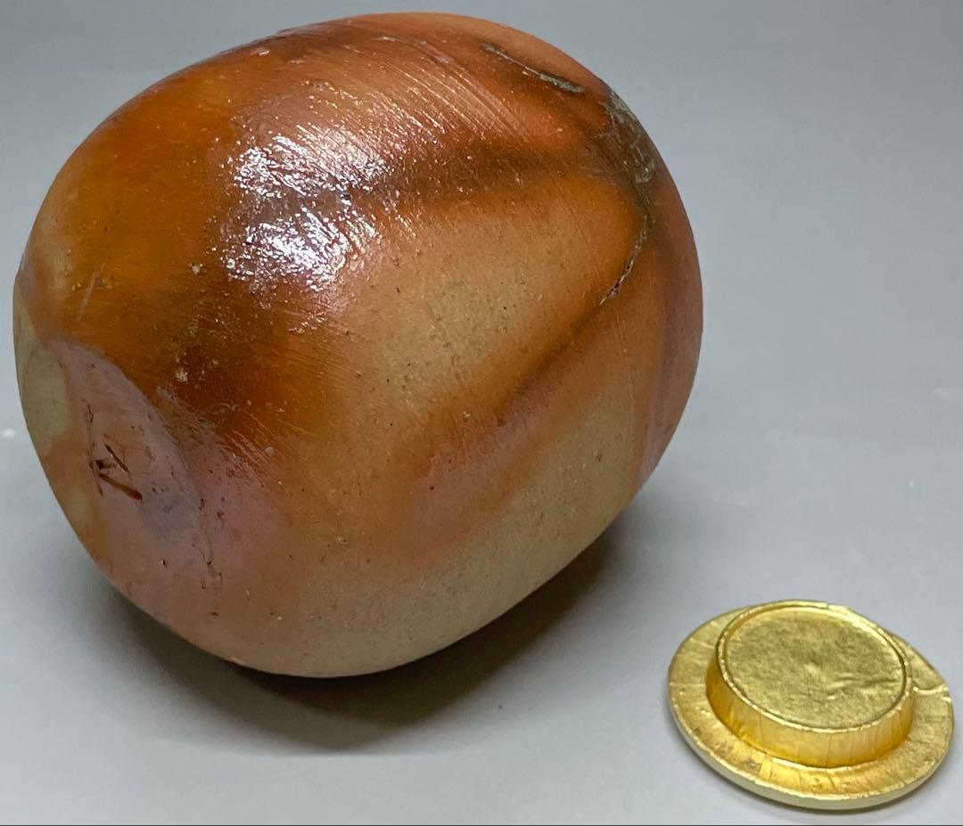 県指定重要無形文化財　山本雄一　備前茶入　共箱(四方桟盛蓋) 共布　栞　y2