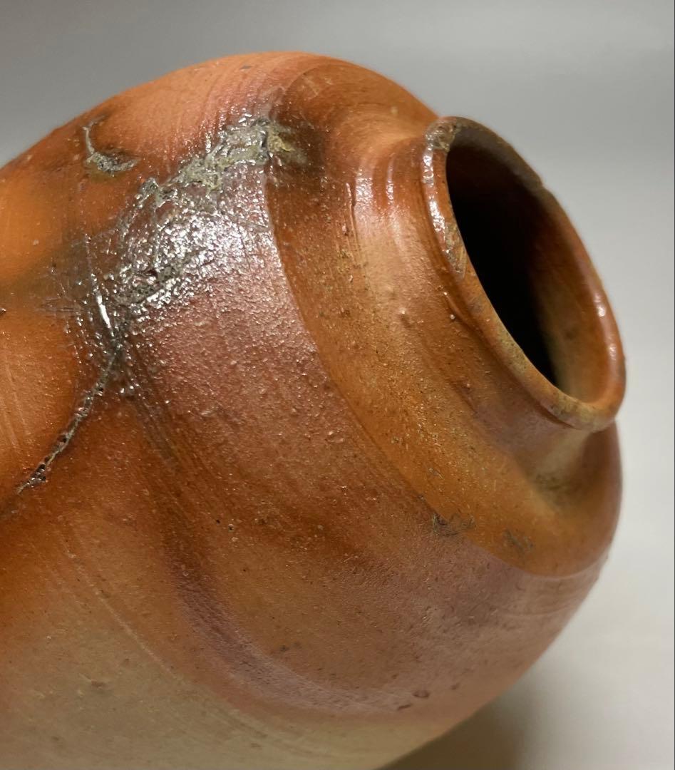 県指定重要無形文化財　山本雄一　備前茶入　共箱(四方桟盛蓋) 共布　栞　y2