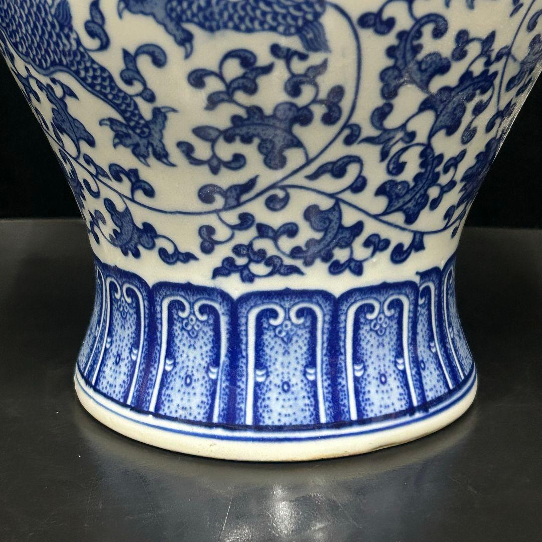 景徳鎮 青花磁器 竜紋将軍貯蔵缶 装飾品 現代工芸品 美術品 置物