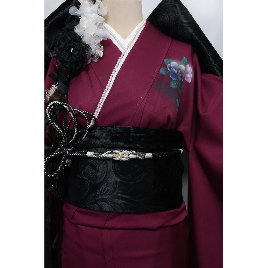 艶を極めた希少色◆ 振袖セット ◆ワインレッドエンジ色フルセットie37