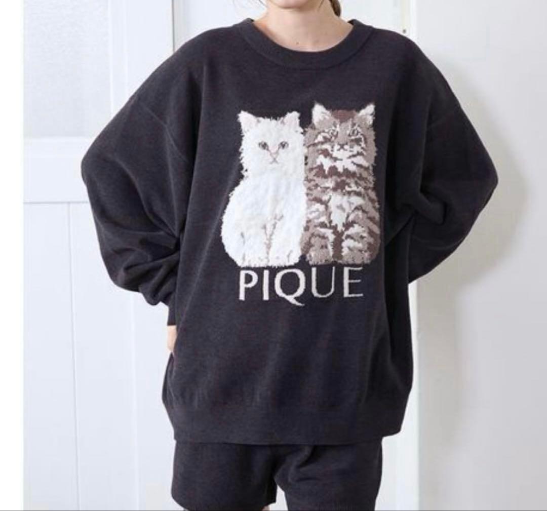 新品♡ジェラートピケ♡ツインキャットジャガードプルオーバー&ショートパンツセット