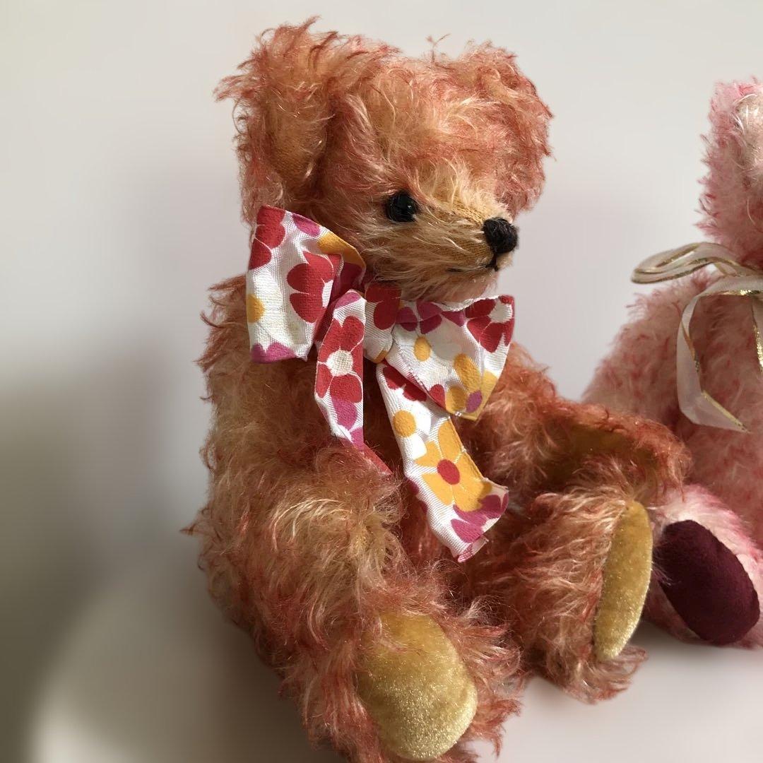 オレンジ色 ピンク色 テディベア クマ ぬいぐるみ 2体セット
