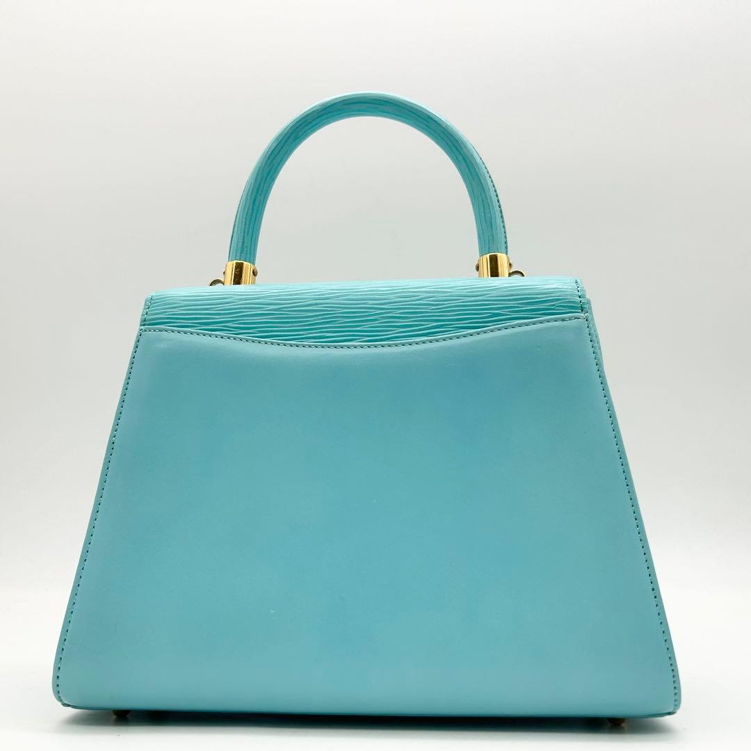 美品&入手困難　ハナエモリ　ショルダーバッグ　2way　レザー　ブルー　リボン