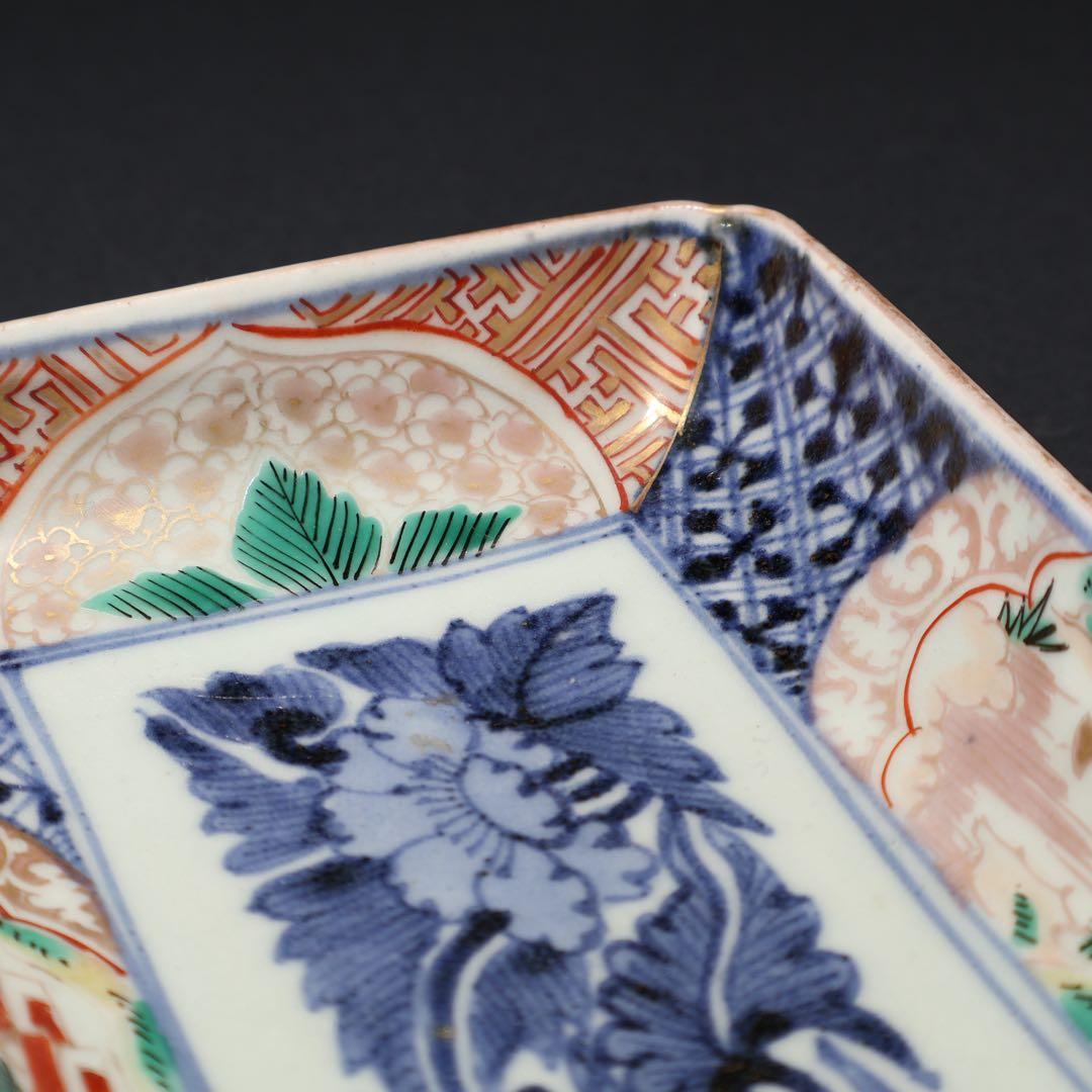 伊万里金襴手　花文長皿　骨董　古伊万里　R0229w2ダB