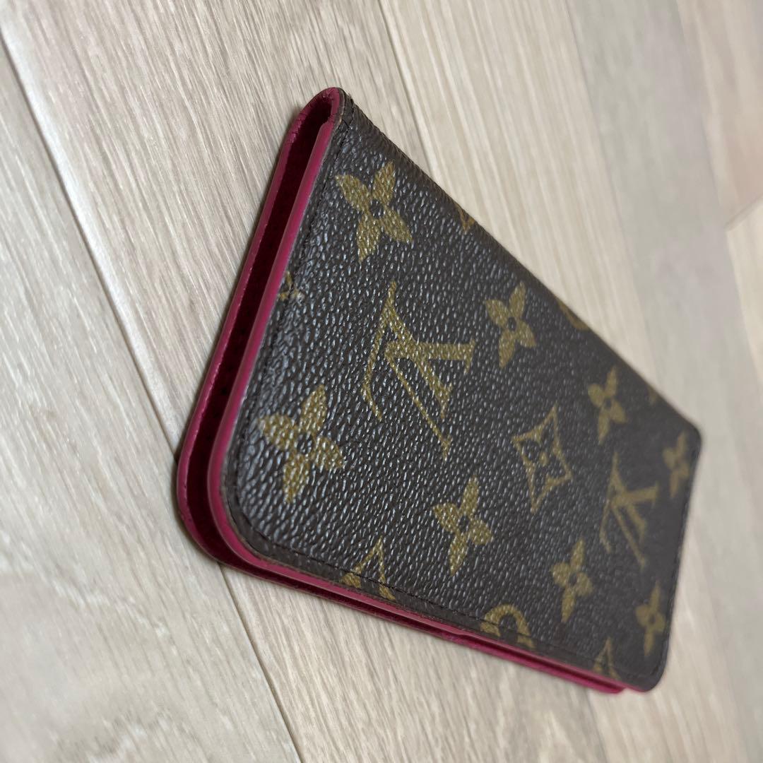 美品ルイヴィトン　手帳型 iPhoneケース ブラウン/ピンク