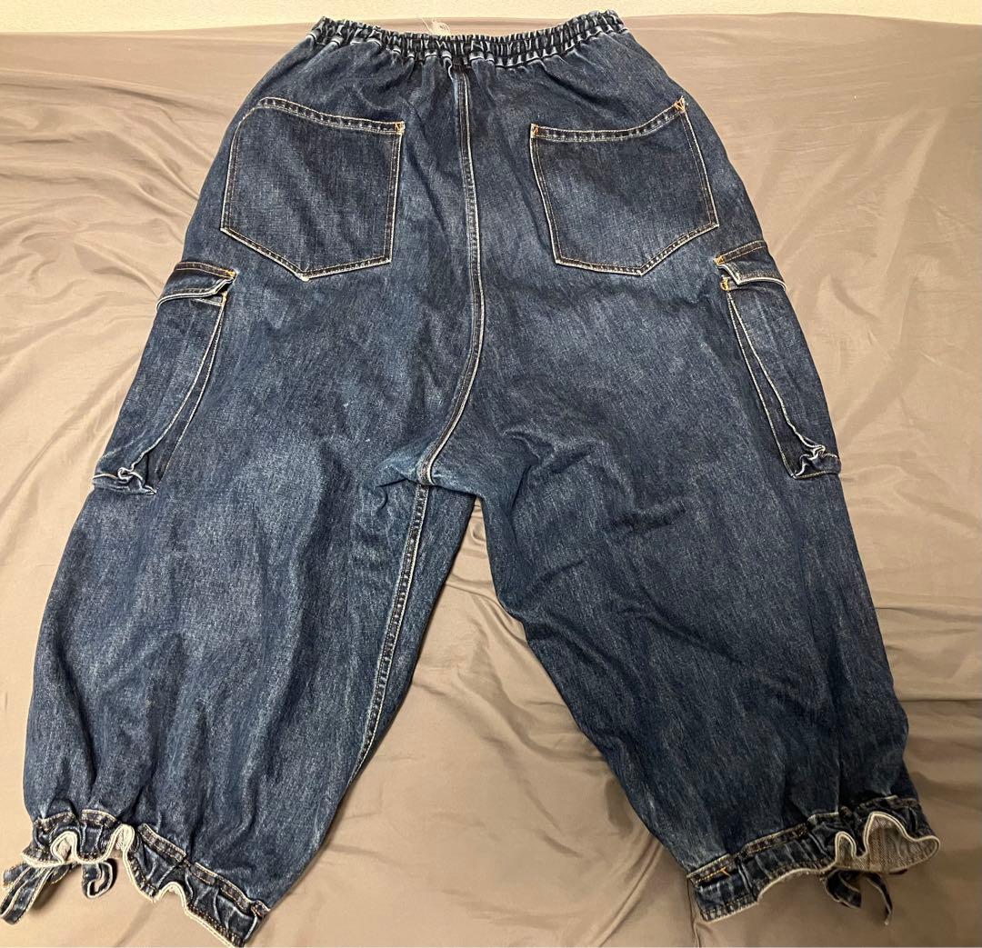 BISHOOL デニムサルエルワイドパンツ　indigo