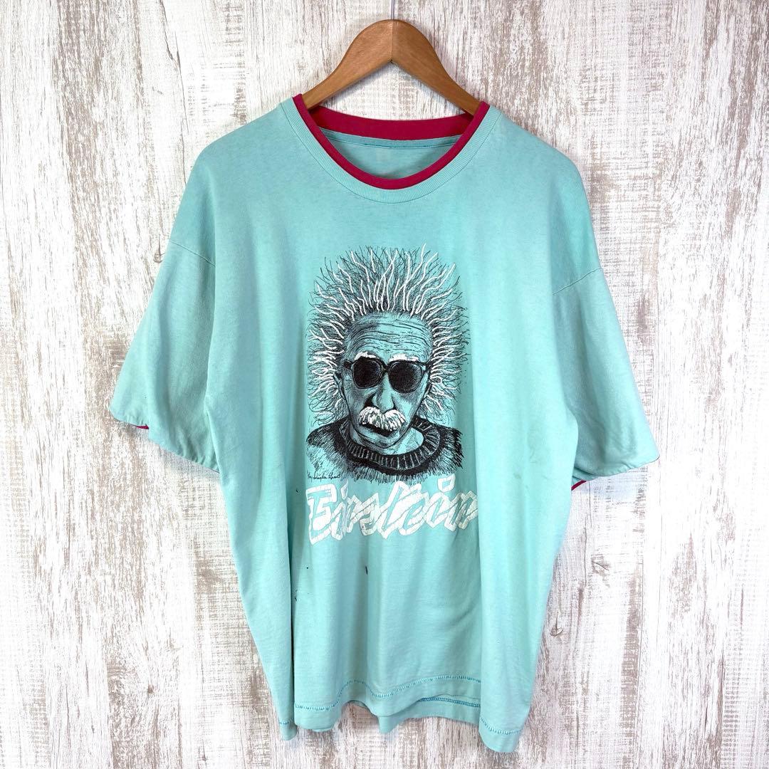 ヴィンテージ アインシュタイン レア 3Dプリント シングルステッチ Tシャツ