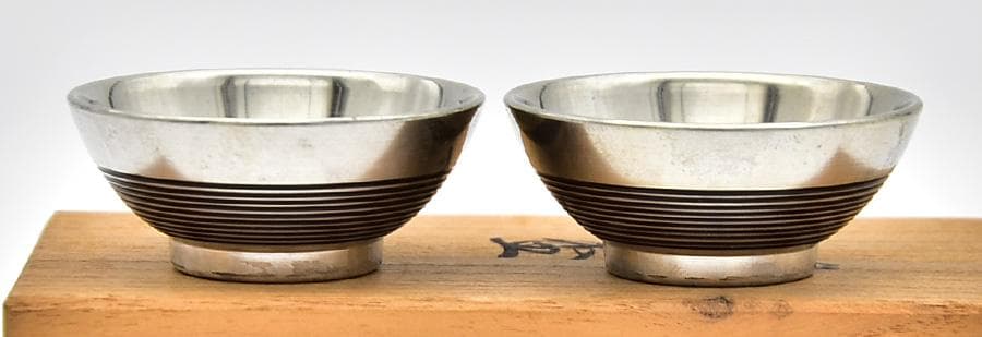 未使用 錫製 御盃 一対 二客 酒盃 ぐい呑み 共箱 約59g 酒器