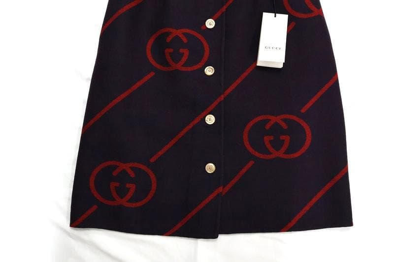 【未使用】GUCCI　グッチ　GG　ロゴ　スカート　サイズ44　パープル×レッド