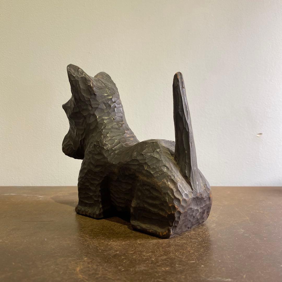 古い木彫りの犬 アンティーク