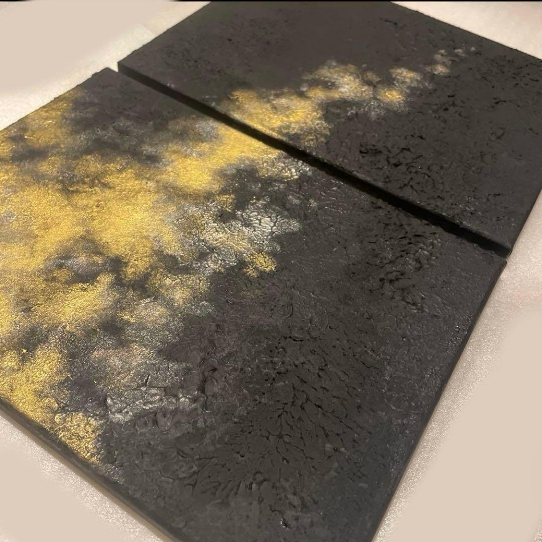 lovepipipi｜黒と金のテクスチャーアート2枚組｜絵画・現代アート