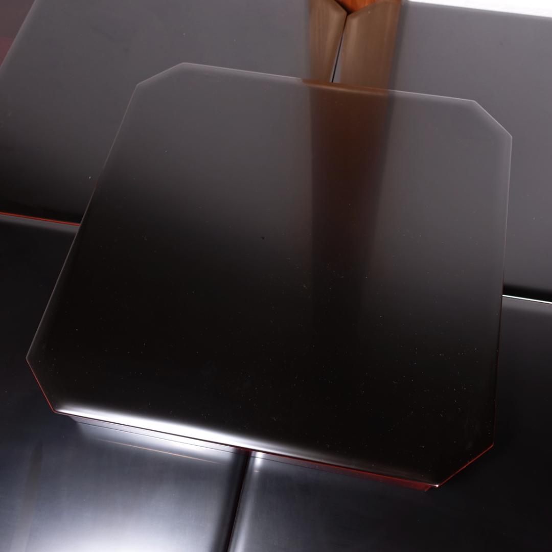 輪島塗の名店 五島屋謹製 溜塗 裏黒塗 布張 卓上膳 盆 5客 共箱