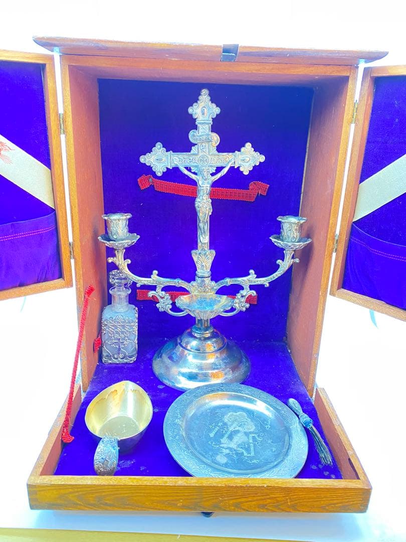 1890年代 カトリック聖具 Sick Call Outfit 縦型祭壇