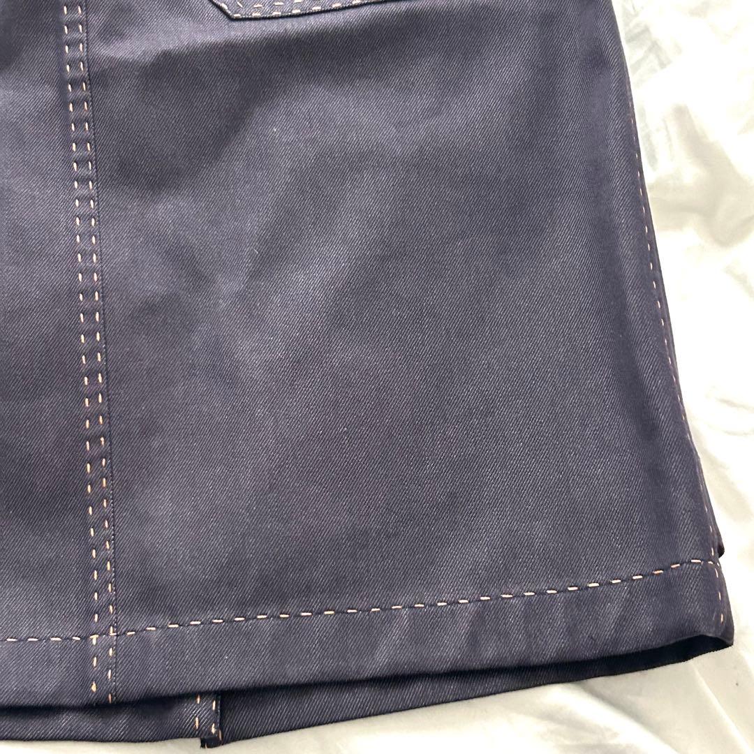 美品 HERMES エルメス スカート セリエ デニム ステッチ パープル 紫