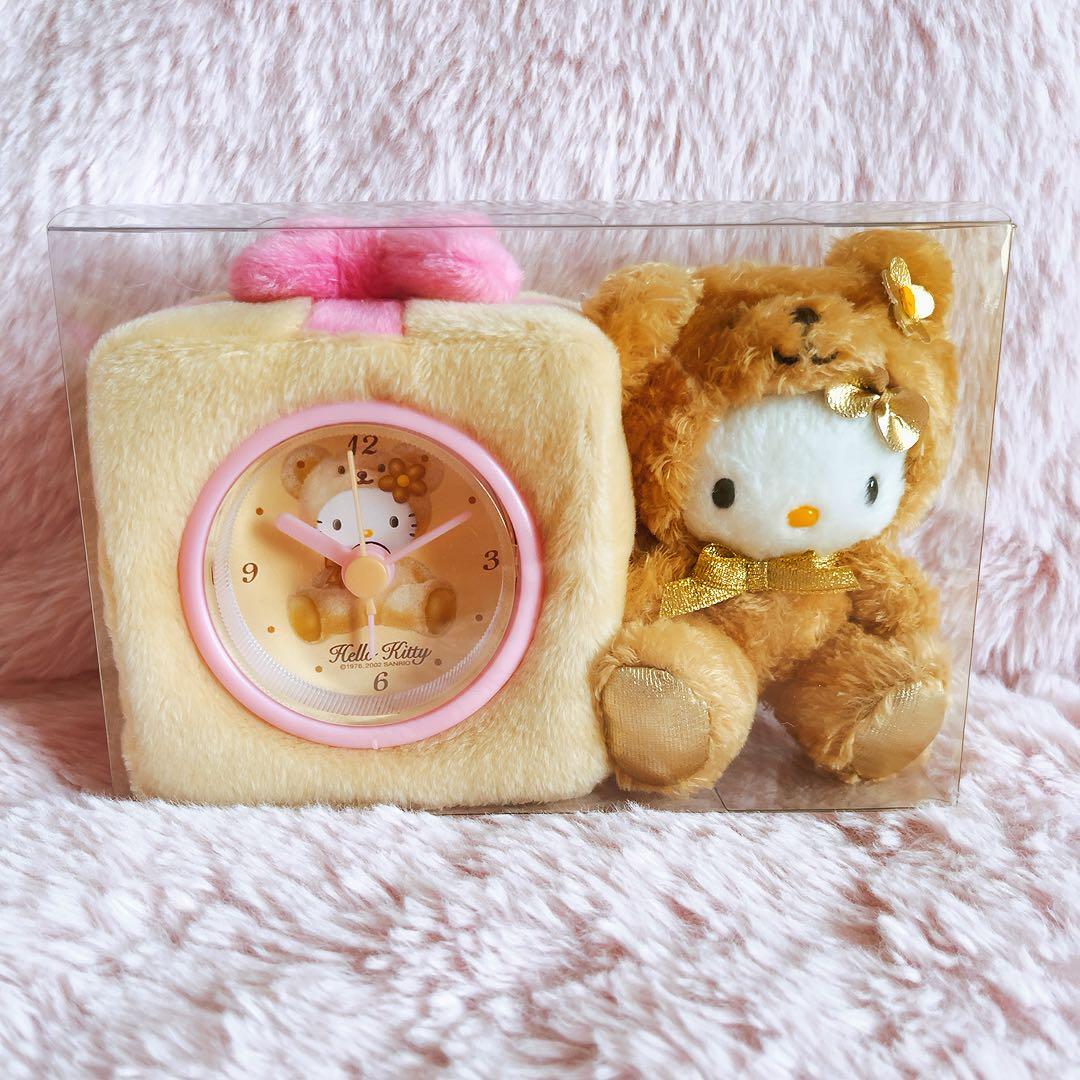 希少レア　ハローキティ　ぬいぐるみ時計　USA ベア　着ぐるみ　2002