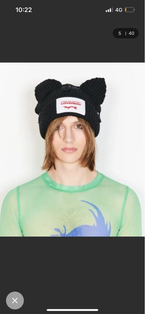 LOVERBOY 猫耳ニットビーニー ブラック