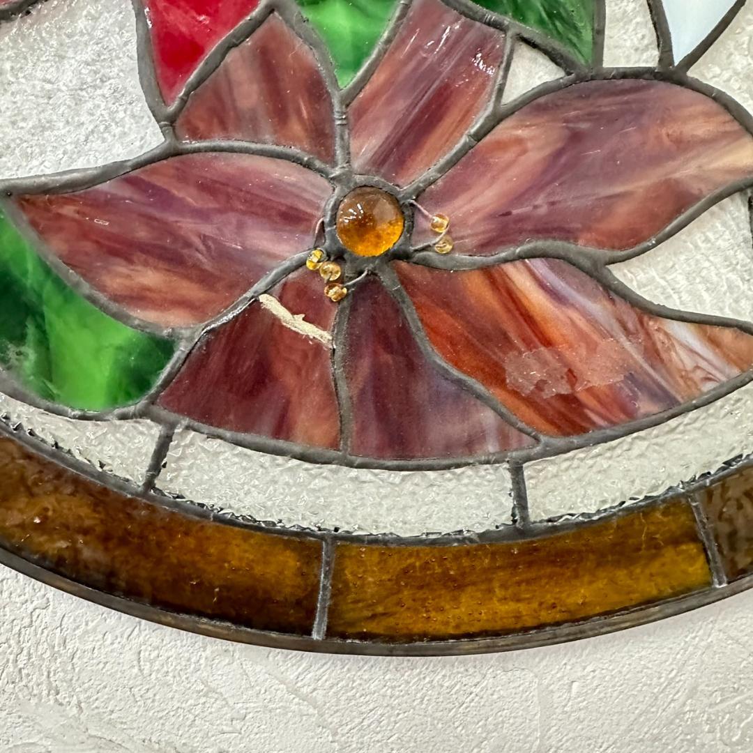 西洋アンティーク特大　ステンドグラス　直径41cm アートパネル　⑫